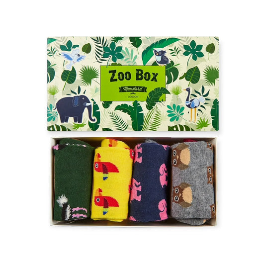 Zoo Box sokkenset met 4 dierenthema’s in geschenkdoos
