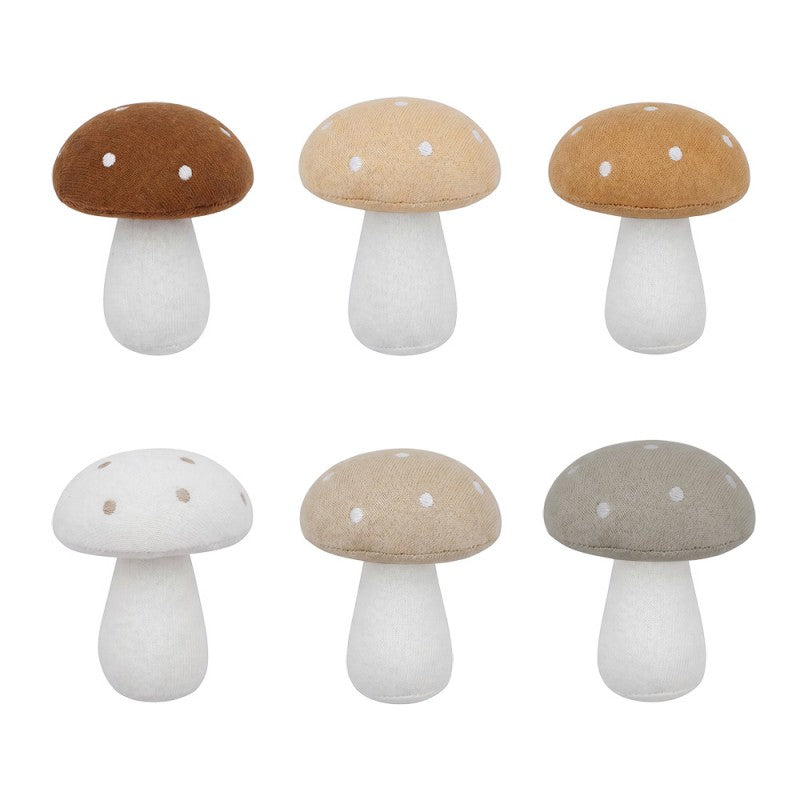 Set van 6 naturel paddenstoelen decoratie Clayre & Eef 11 cm