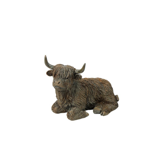 klein liggend hooglander beeld bruin decoratie