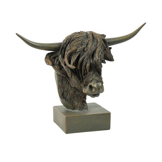 hooglander beeld kop groot bruin goud decoratie
