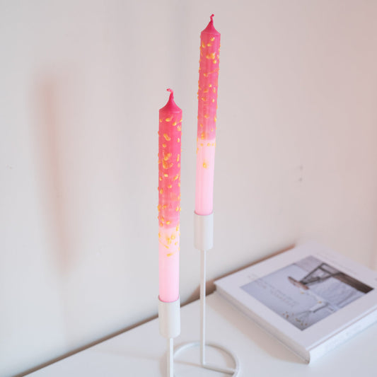 handgemaakte dip dye kaarsen roze set van 2 25 cm
