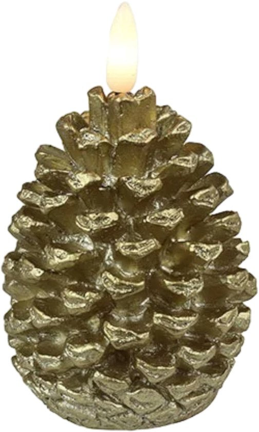 Grote gouden LED-dennenappelkaars – Countryfield – 13,5 cm – sfeervolle kerstverlichting