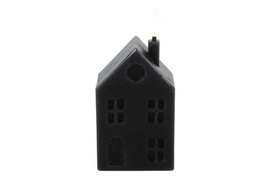 Zwart LED kaars huisje Countryfield 5×6×14 cm – Krokomingo