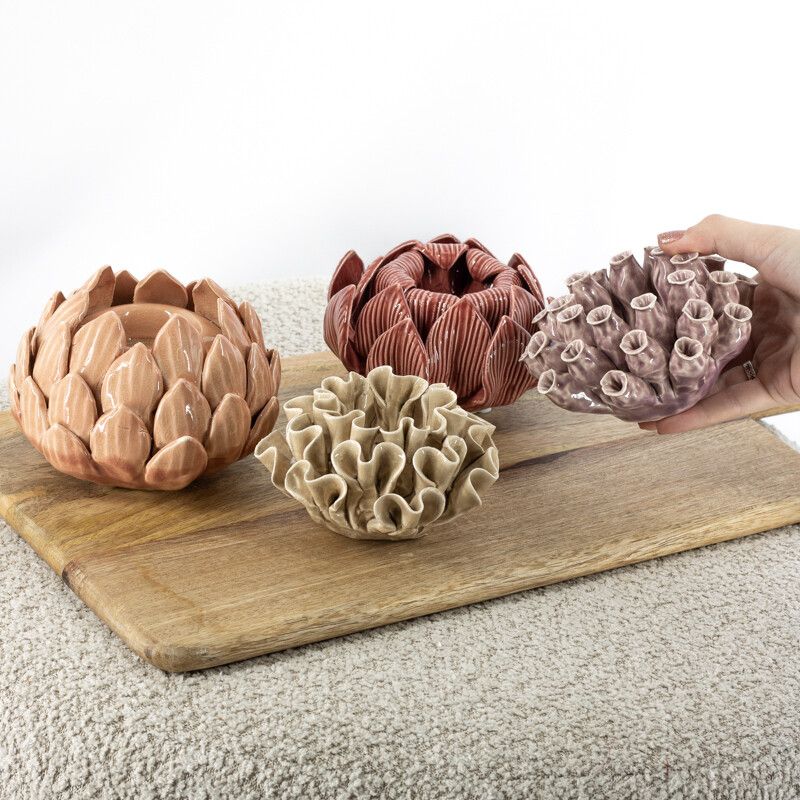Bloem Kaarsenhouder Sandstone Keramiek – 13,5 cm | Theelicht & Dinerkaars