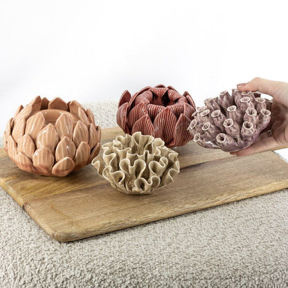 Bloem Kaarsenhouder Sandstone Keramiek – 13,5 cm | Theelicht & Dinerkaars