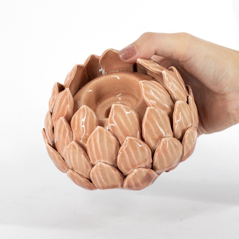 Keramieken bloem kaarsenhouder 13,5 x 13,5 x 9 cm voor theelicht en dinerkaars