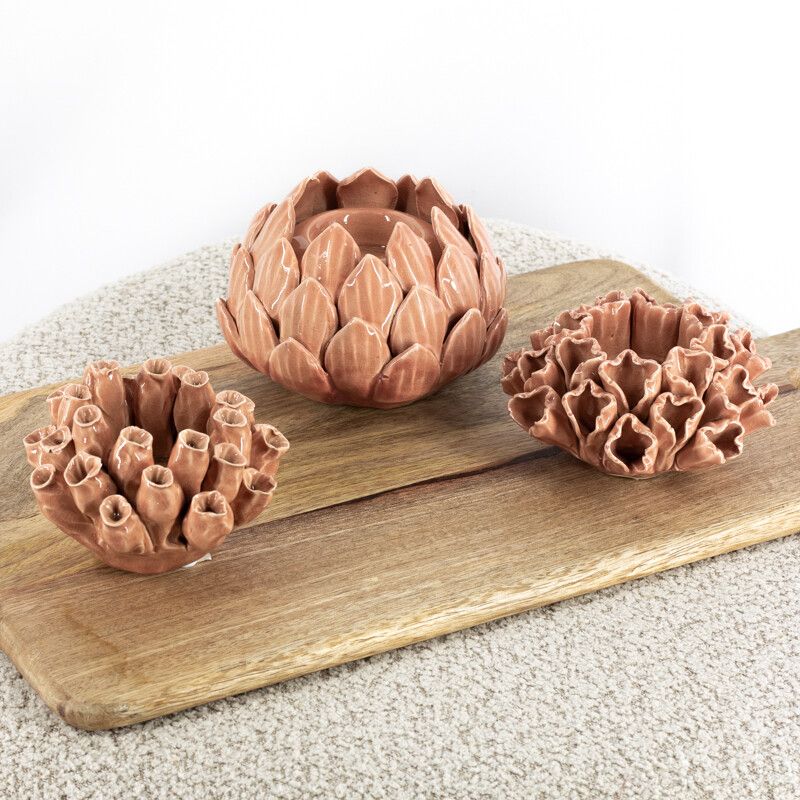 Bloem Kaarsenhouder Sandstone Keramiek – 13,5 cm | Theelicht & Dinerkaars