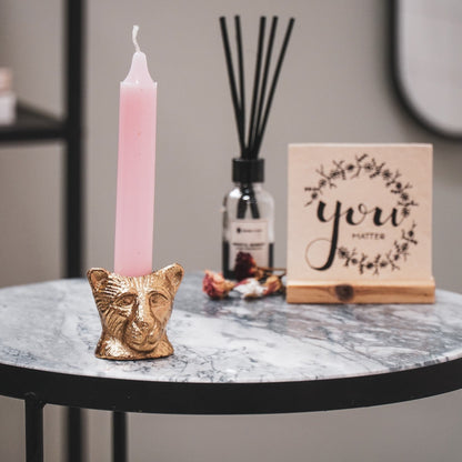 Kleiner goldener Panther-Kerzenständer – Kompakt &amp; Schick