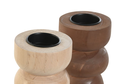 Houten Kandelaar – Naturel of Donkerbruin – Minimalistisch Design