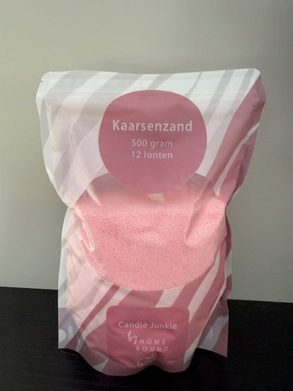 Kaarsenzand in 3 kleuren & 2 formaten – Zwart, Roze & Taupe met Lonten | Candle Junkie by Homebound
