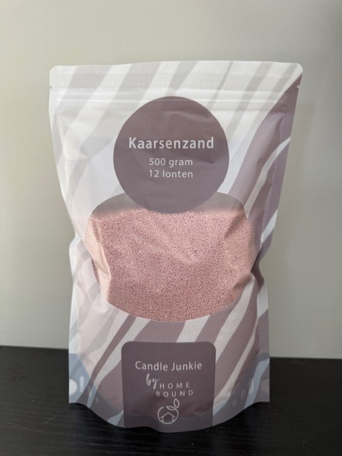 Kaarsenzand in 3 kleuren & 2 formaten – Zwart, Roze & Taupe met Lonten | Candle Junkie by Homebound