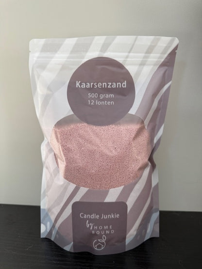 Kaarsenzand in 3 kleuren & 2 formaten – Zwart, Roze & Taupe met Lonten | Candle Junkie by Homebound