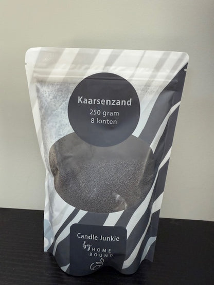 Kaarsenzand in 3 kleuren & 2 formaten – Zwart, Roze & Taupe met Lonten | Candle Junkie by Homebound