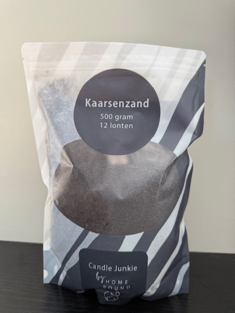 Kaarsenzand in 3 kleuren & 2 formaten – Zwart, Roze & Taupe met Lonten | Candle Junkie by Homebound
