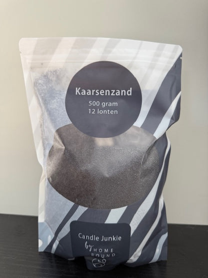 Kaarsenzand in 3 kleuren & 2 formaten – Zwart, Roze & Taupe met Lonten | Candle Junkie by Homebound