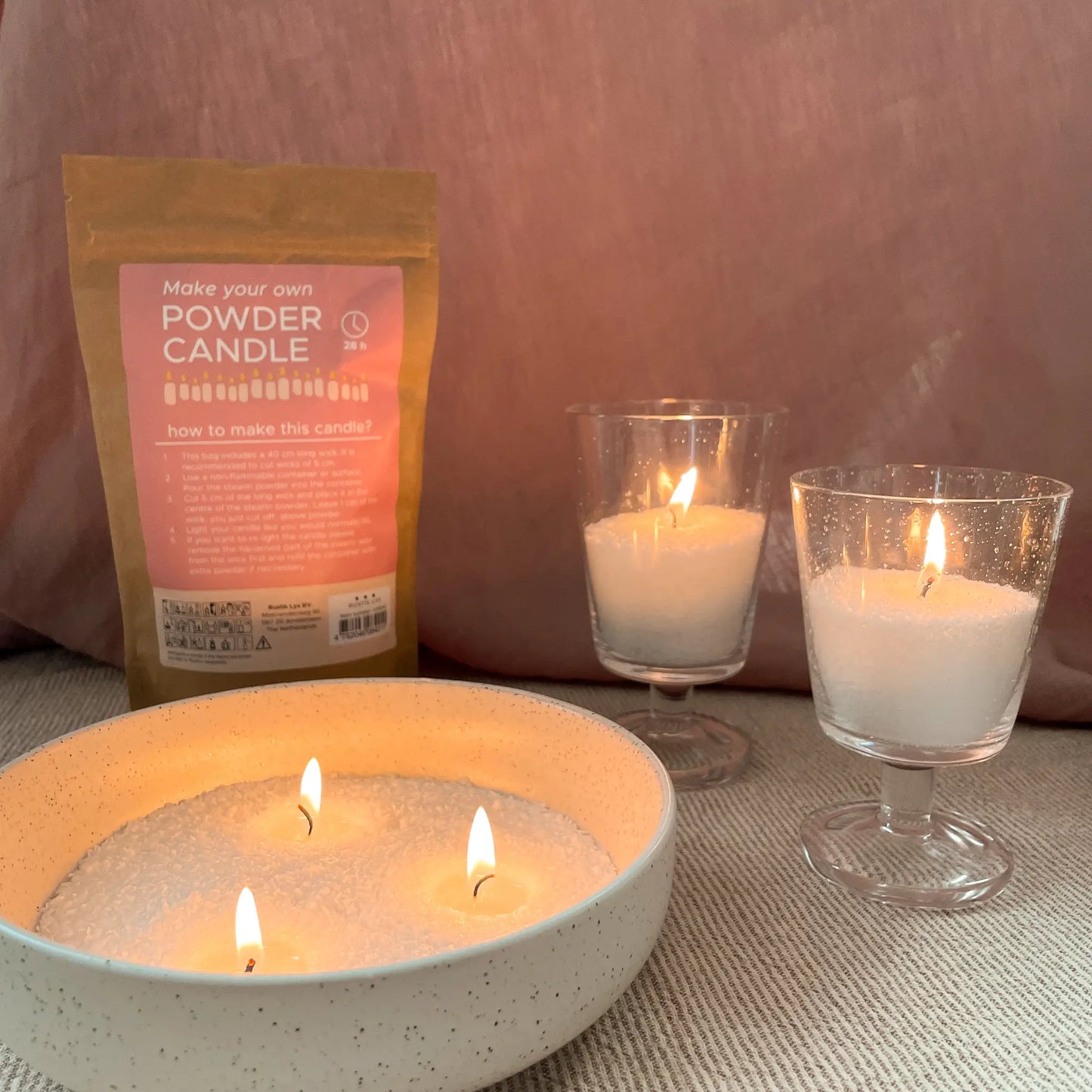 Kaarsenzand Styling Set – Kleine Ribbel Schaal  + Zand & Lontjes + Lucifers