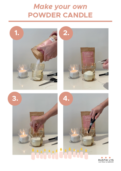 Kaarsenzand Wit – Geurloos Powder Candle | 250g + Lont – Rustik Lys