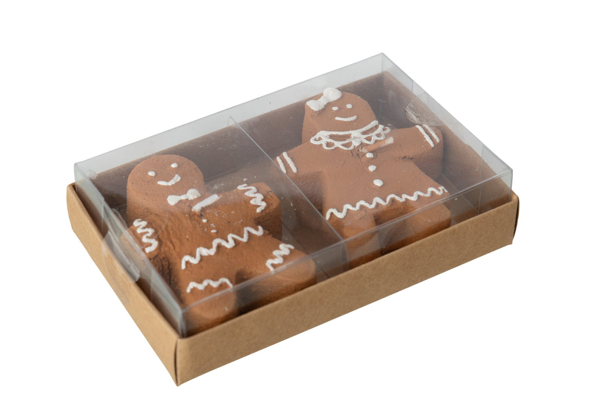 Set van 2 Gingerbread Kaarsjes J-Line – 7 cm