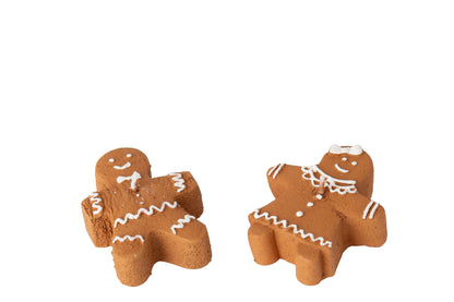 Set van 2 J-Line gingerbread kaarsjes van paraffine 5,5 x 2 x 7 cm mannetje en vrouwtje
