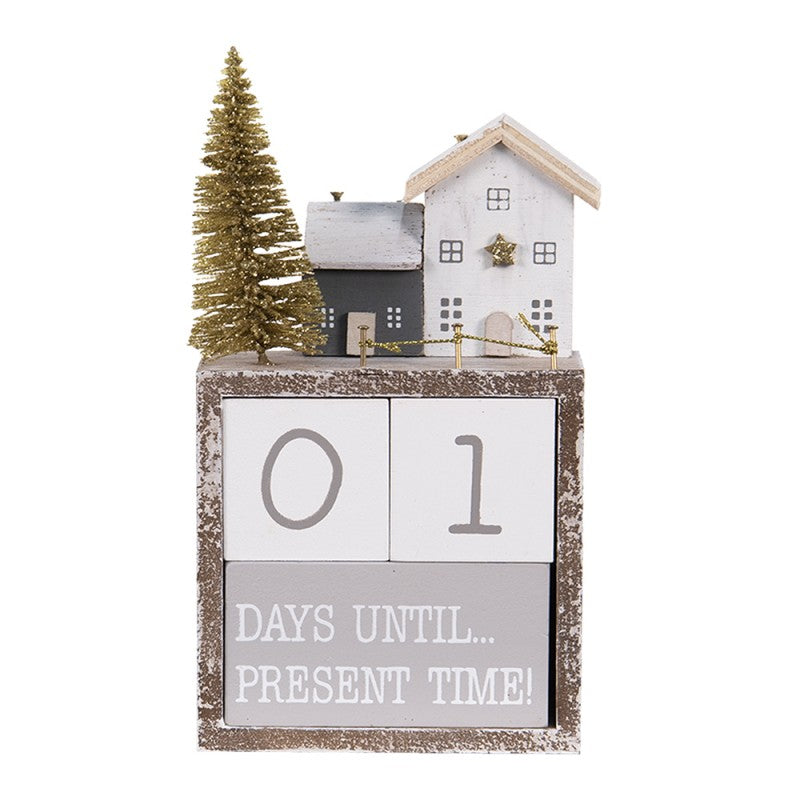 Houten kerstkalender Clayre & Eef – “Days until present time” – 18 cm