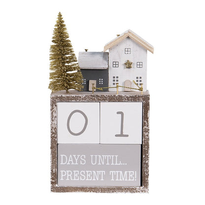 Houten kerstkalender Clayre & Eef – “Days until present time” – 18 cm