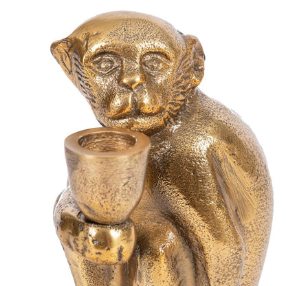 Goldener Affen-Kerzenständer aus Messing 
