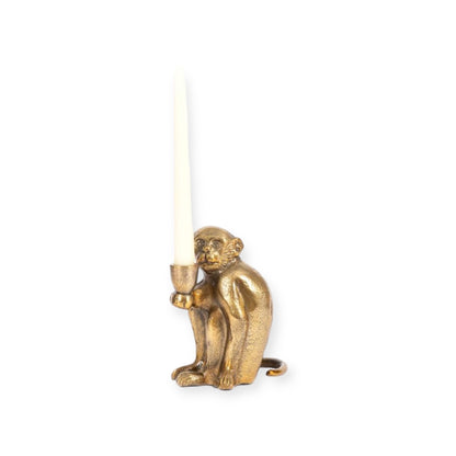 Goldener Affen-Kerzenständer aus Messing 