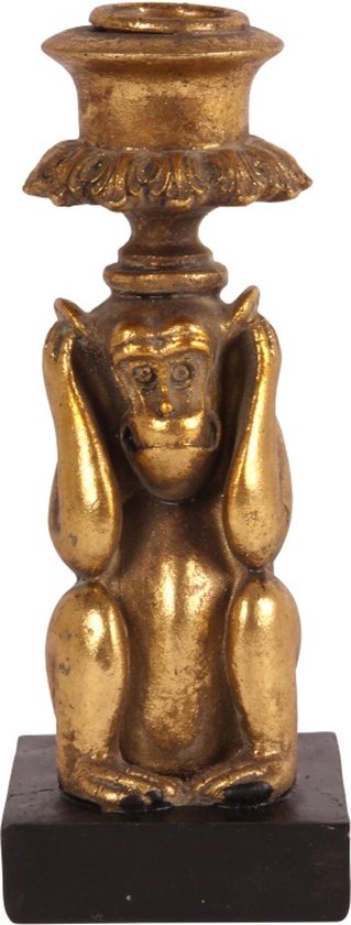 Gouden Apen Kandelaars – Set van 3 – Horen, Zien, Zwijgen – Dutch Style – 15 cm