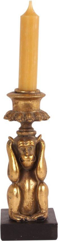 Gouden Apen Kandelaars – Set van 3 – Horen, Zien, Zwijgen – Dutch Style – 15 cm