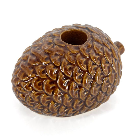 Bruine keramieken dennenappel kandelaar Cona 11,5 cm