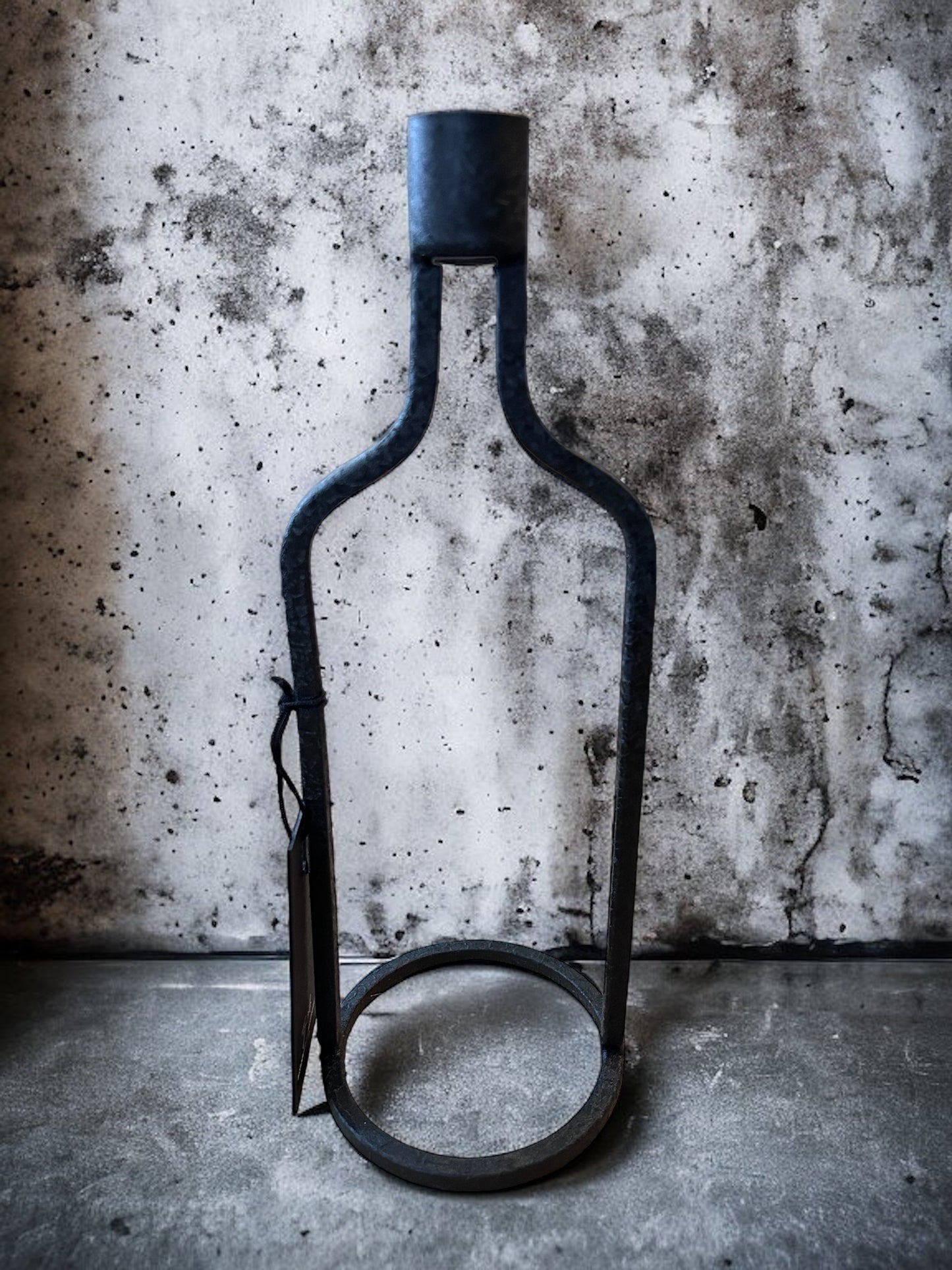 Zwarte Kandelaar Flesvorm – Aluminium – 25 cm
