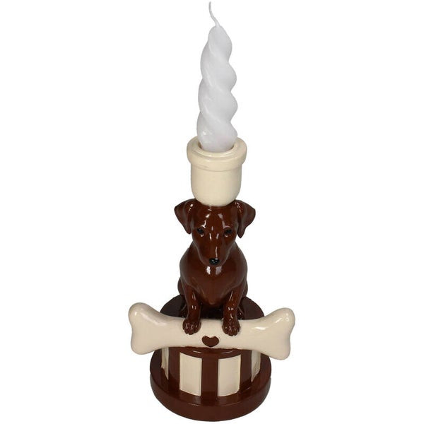 Dog Candle Holder with Bone – Playful Animal Home Decor