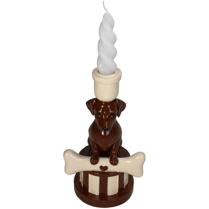Dog Candle Holder with Bone – Playful Animal Home Decor