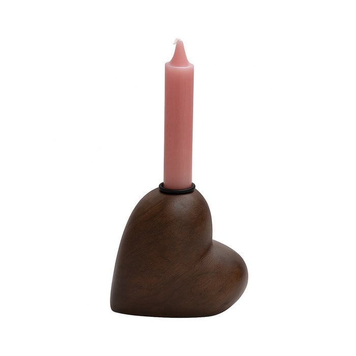 Hart Kandelaar Walnoothout – Minimalistische Houten Kandelaar