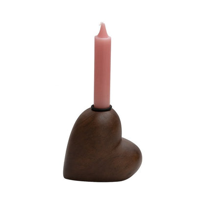 Hart Kandelaar Walnoothout – Minimalistische Houten Kandelaar
