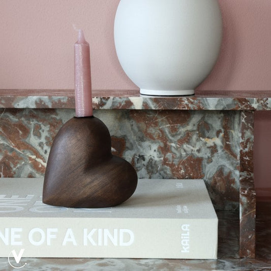hart kandelaar van Vase The World walnoothout houten kandelaar decoratie