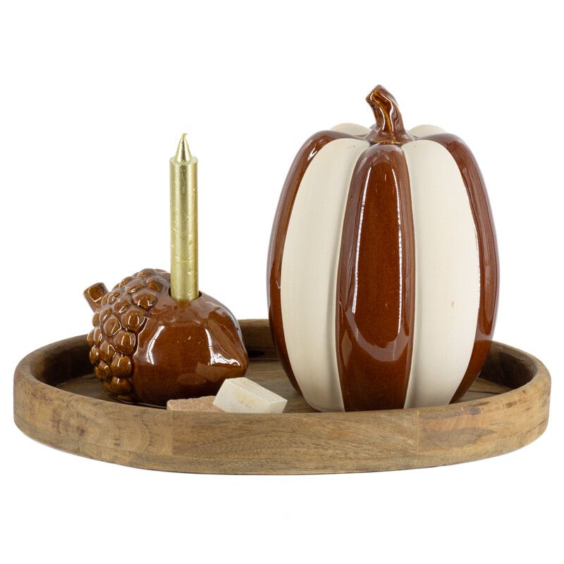 Kandelaar Pina Eikel Bruin – Keramiek – 14 cm