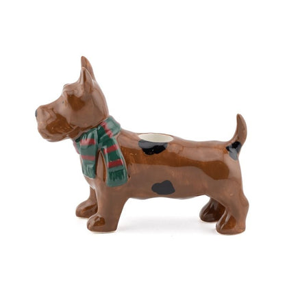 Terrier Candlestick Ceramic - Dog Candle Holder with Scarf