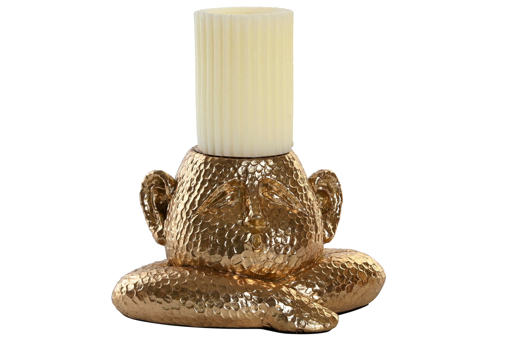 Gouden sculptuur kandelaar in de vorm van een hoofd – Krokomingo
