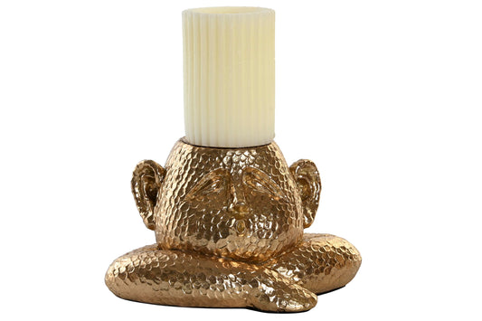 Gouden sculptuur kandelaar in de vorm van een hoofd – Krokomingo