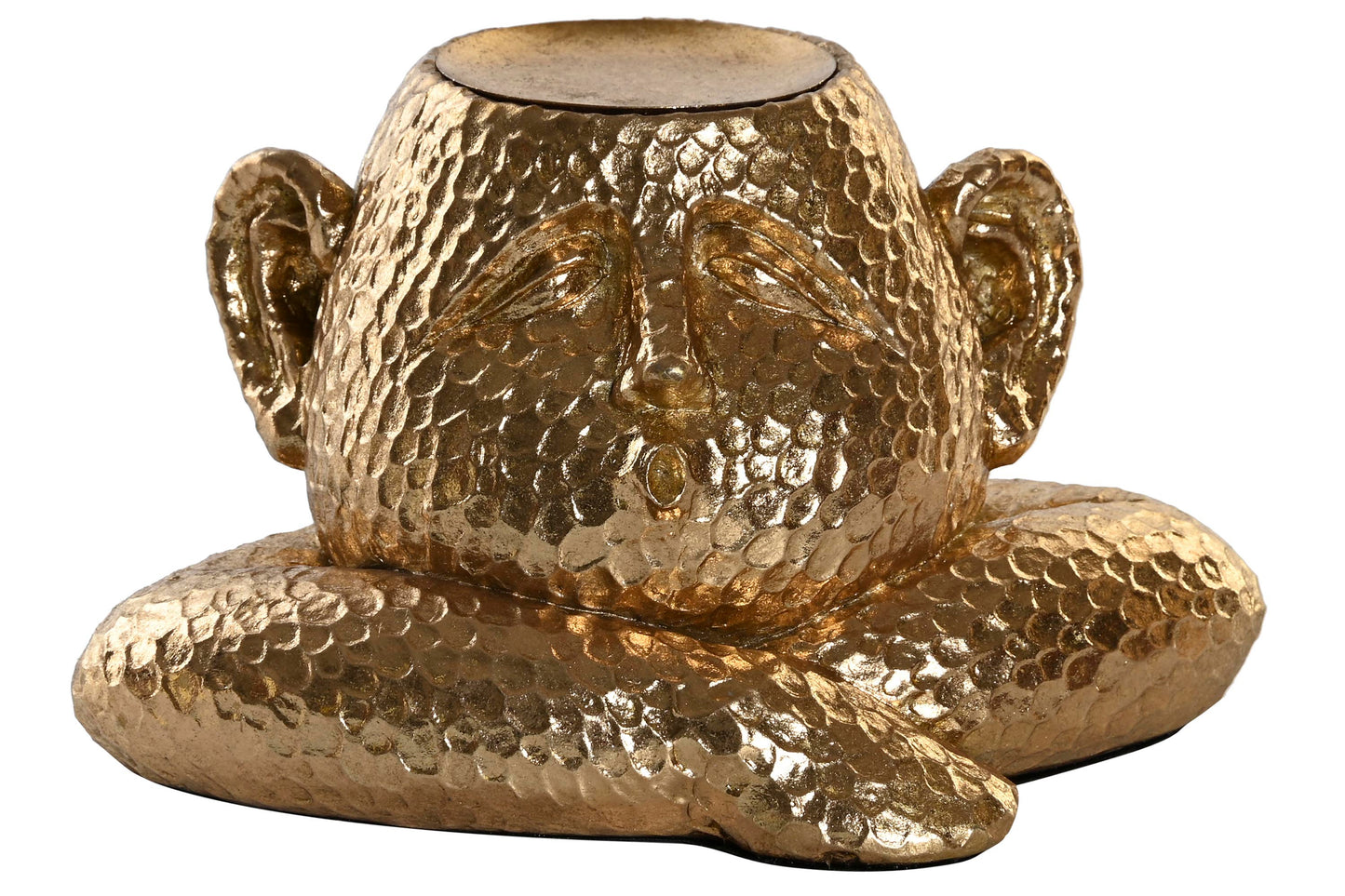 Goldener Kerzenleuchterkopf – Kunstharzskulptur – 21 cm