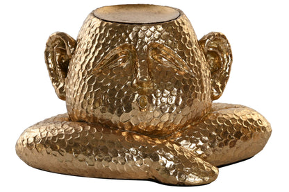 Goldener Kerzenleuchterkopf – Kunstharzskulptur – 21 cm