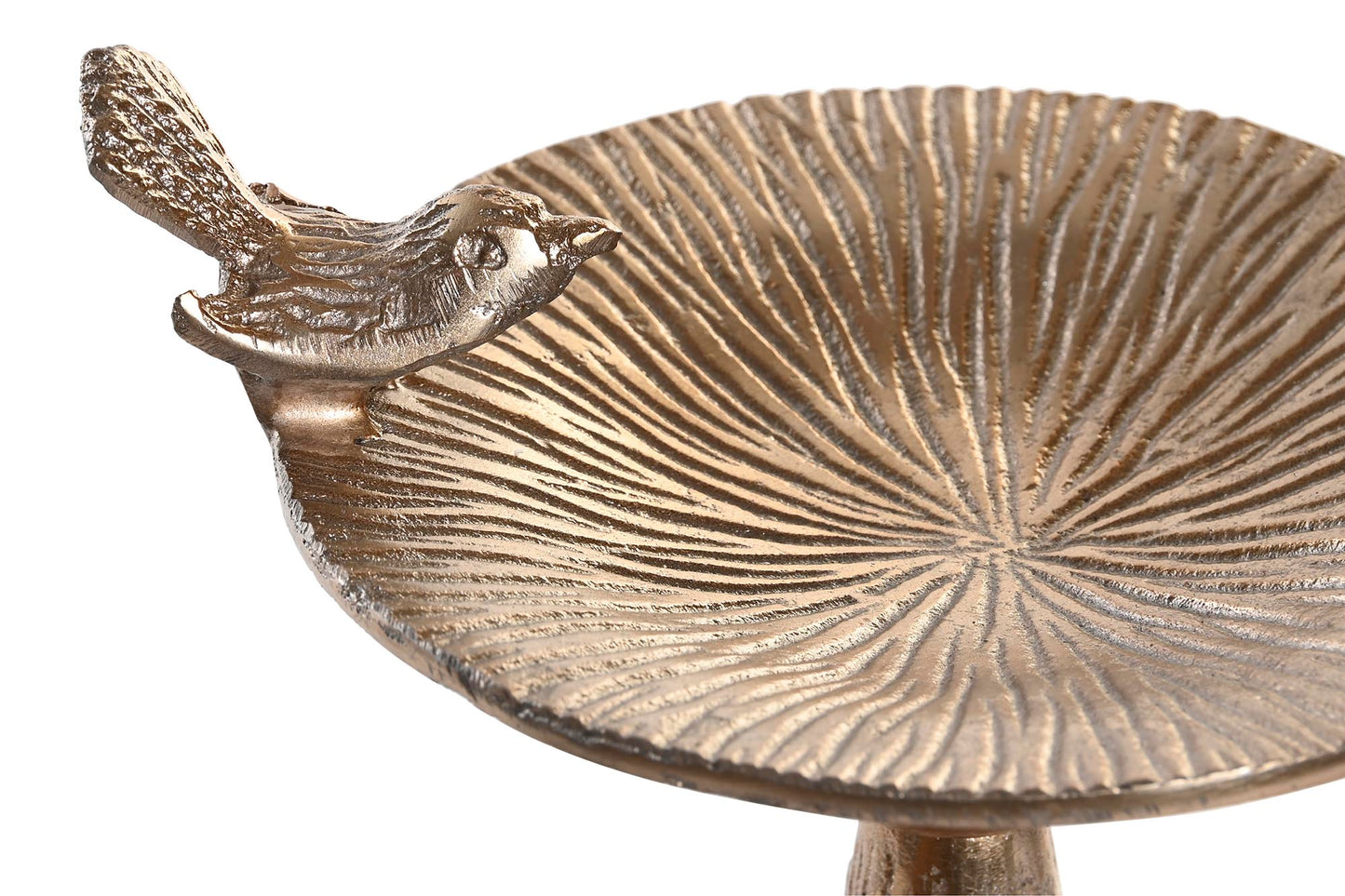 Goldener Kerzenständer mit Vogel – Aluminium – 19 cm