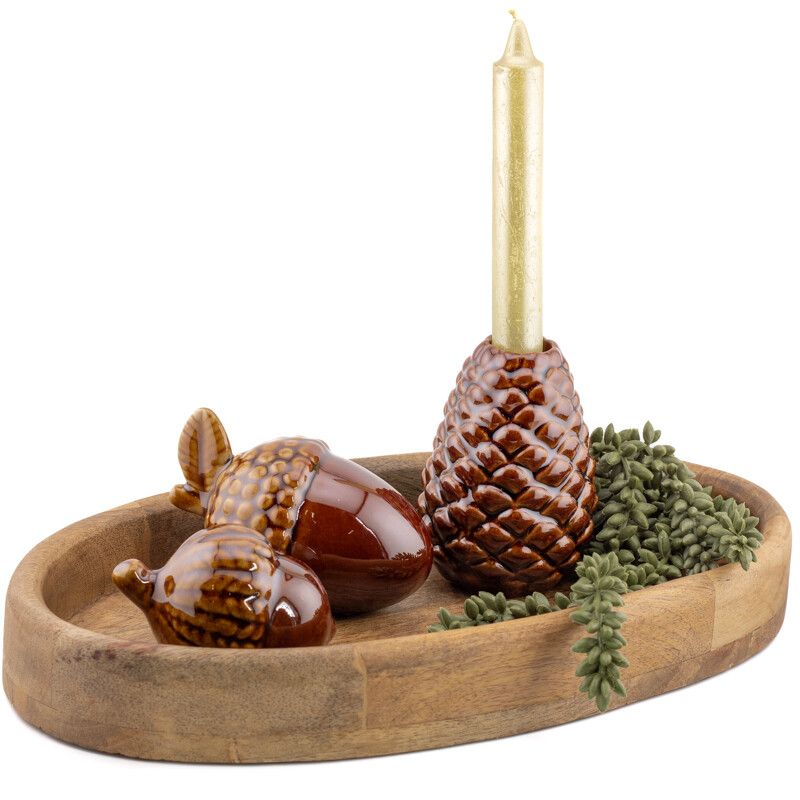 Dennenappel Kandelaar Bruin – Keramiek – 11 cm