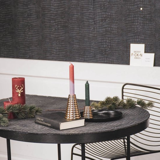Moderne gouden kerstboom kandelaar – Housevitamin – keramiek – in 2 maten: 7 cm en 14 cm hoog