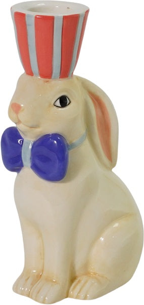 Keramieken kandelaar met circus konijn in multikleuren, speels decoratief ontwerp van HomeBound