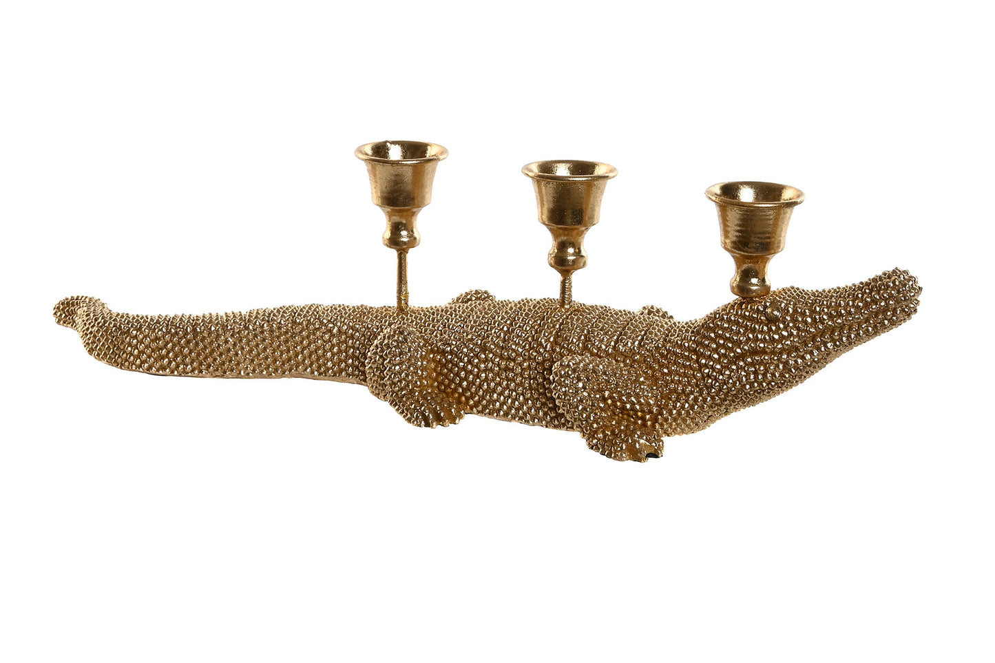 Goldener Krokodil-Kerzenständer – 3 Kerzenhalter