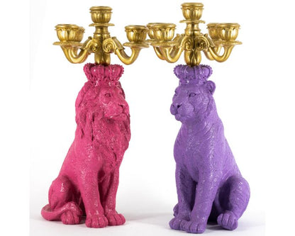 Purple Tiger Candle Holder – Animal Eyecatcher 35.5 cm