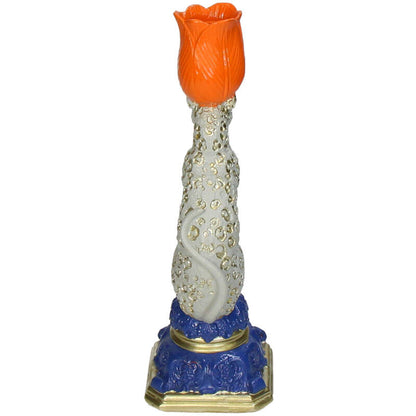 Luipaard Kandelaar Met Oranje Tulp – 26 cm