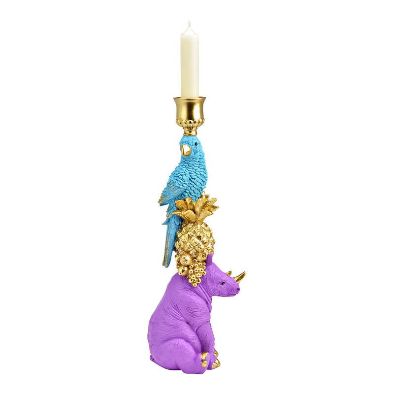 Tropische Dieren Kandelaar – Papegaai & Neushoorn